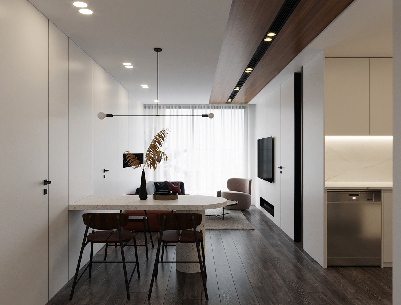 Minimalistic style apartment interior design